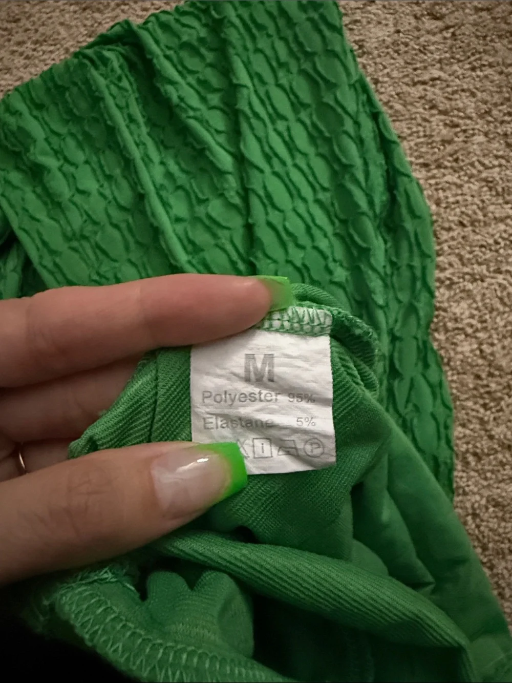 Green Textured Slip Dress - Picture 3 of 3